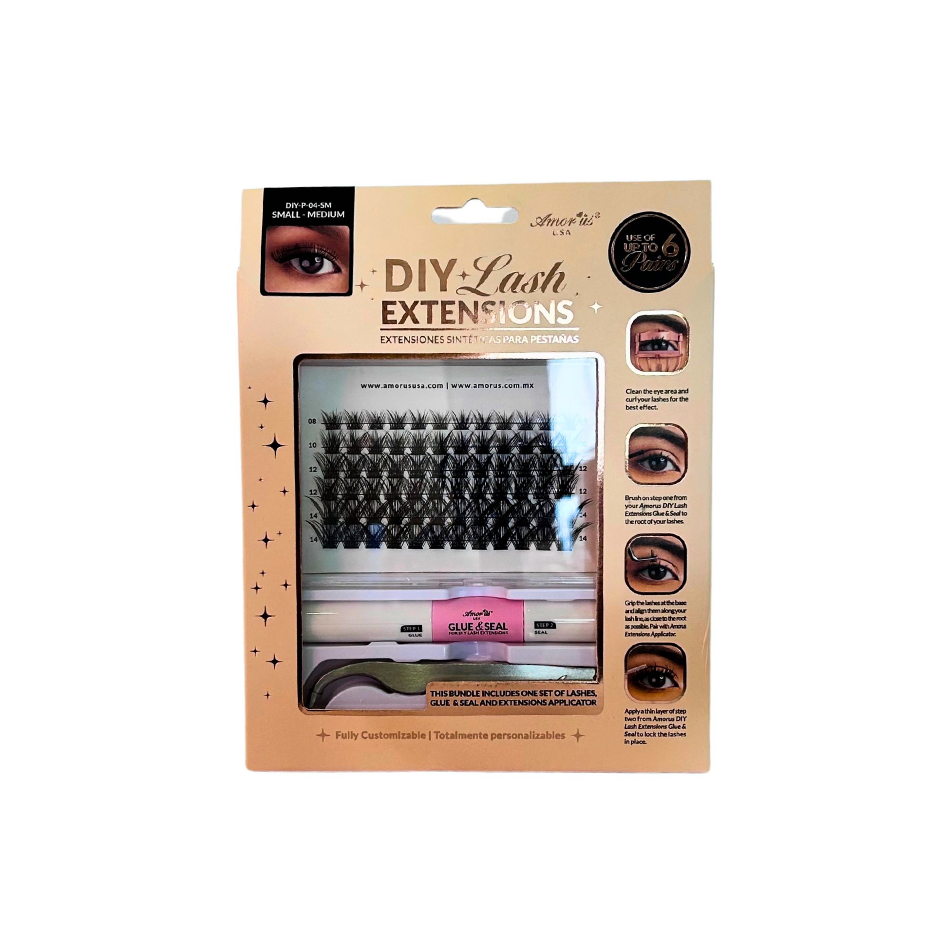 DIY Lash Extensions Kit completo con pestañas, adhesivo y aplicador