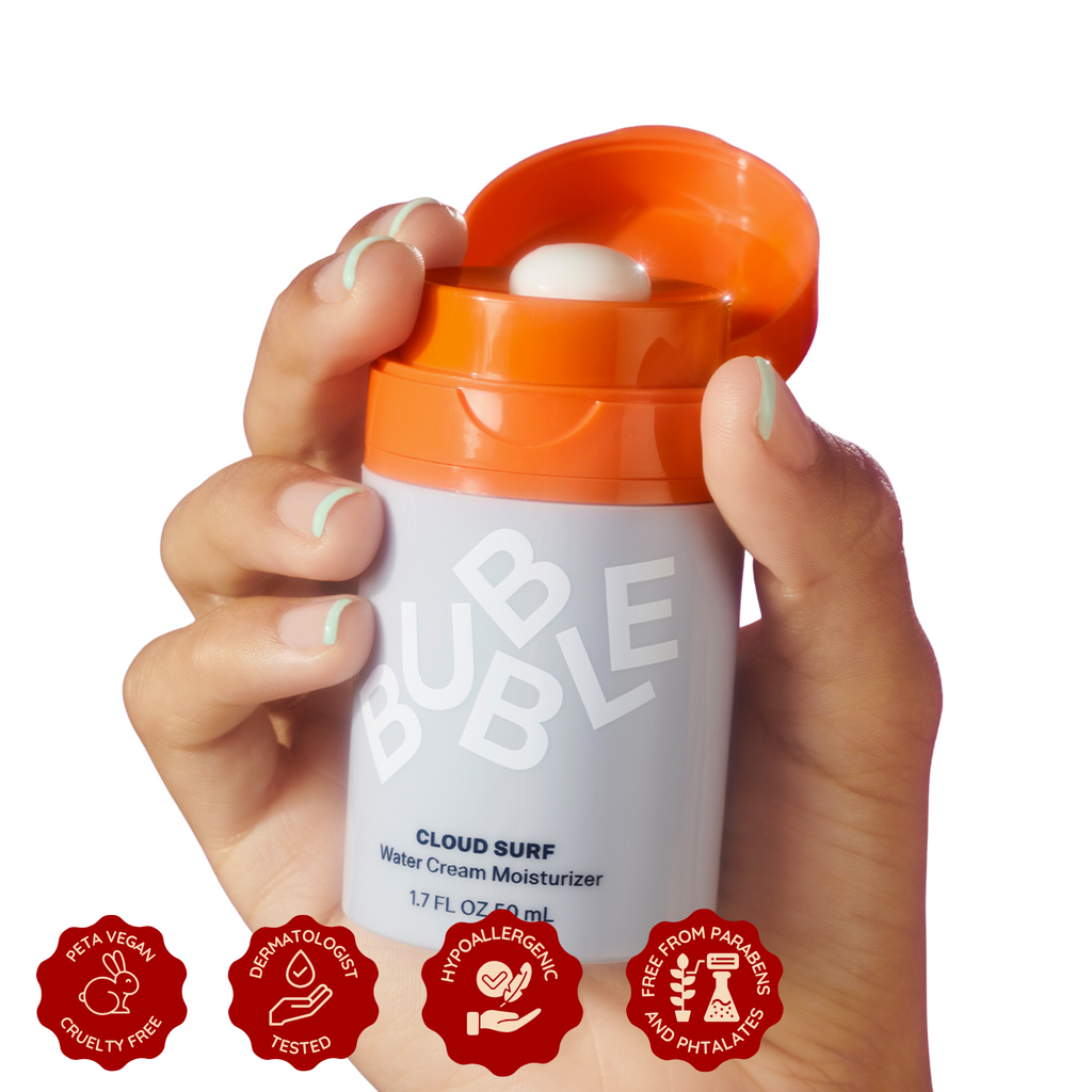 Textura en gel del Cloud Surf Water Cream Moisturizer de Bubble Skincare hidratación fresca